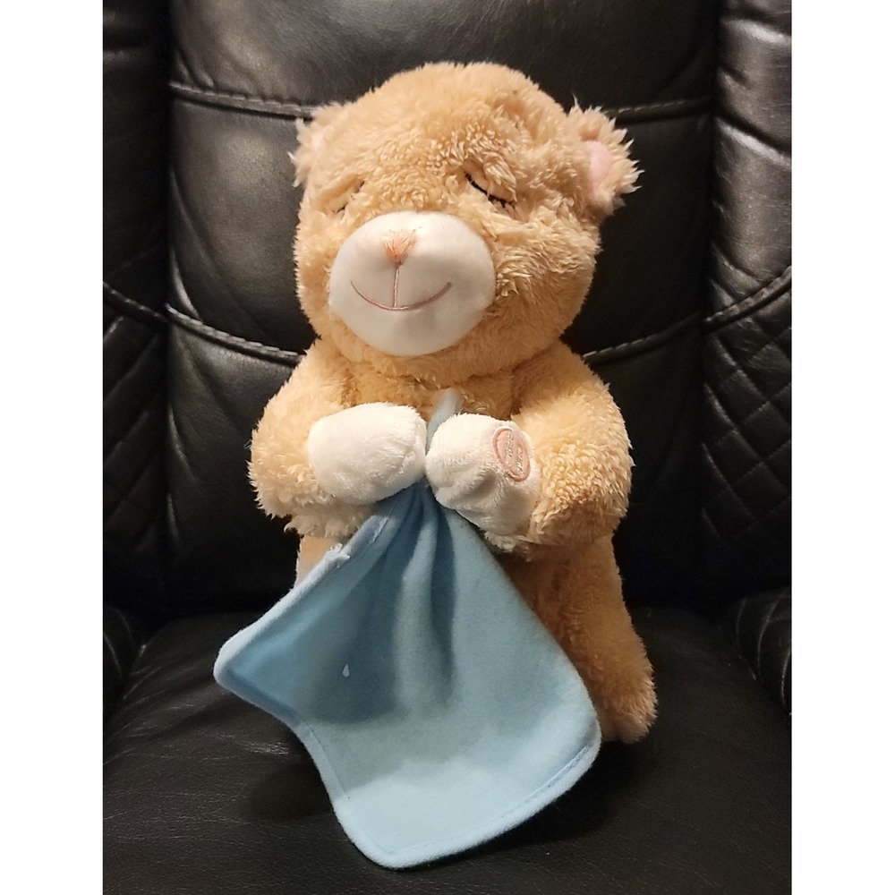 Goffa International Kneeling Praying Teddy Bear Plush w/Blue Blanket No Talking